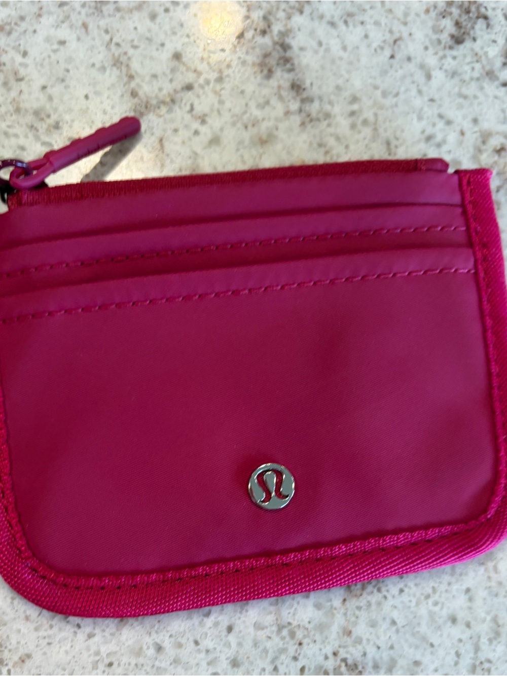 lululemon athletica cranberry Card Zip Wallet- never used